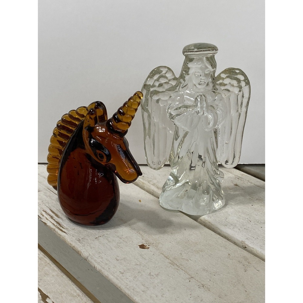 Vintage Two Glass Paper weights Unicorn/Angel (AUP421)